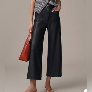 Anthropologie Maeve The Colette Faux Leather Crop Wide-Leg Pants Black 31